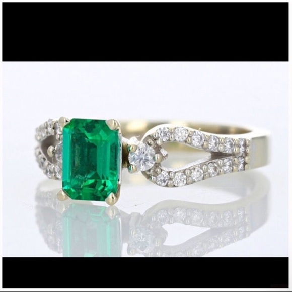14k Dana Augustine Emerald Cut Emerald & Diamond Ring ☘️ - Picture 9 of 14